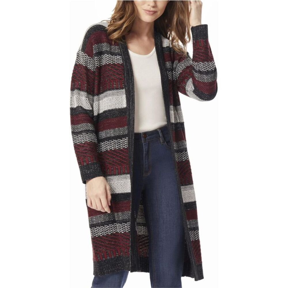 Jones New York Womens Multi Stitch Lurex Cardigan Sweater, Multicoloured, XL, DM